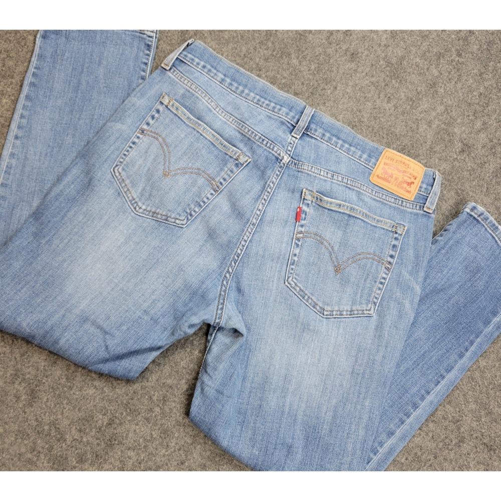 Levis Jeans Womens 31 Blue Denim Faded Distressed Stretch Boyfriend Straight Leg